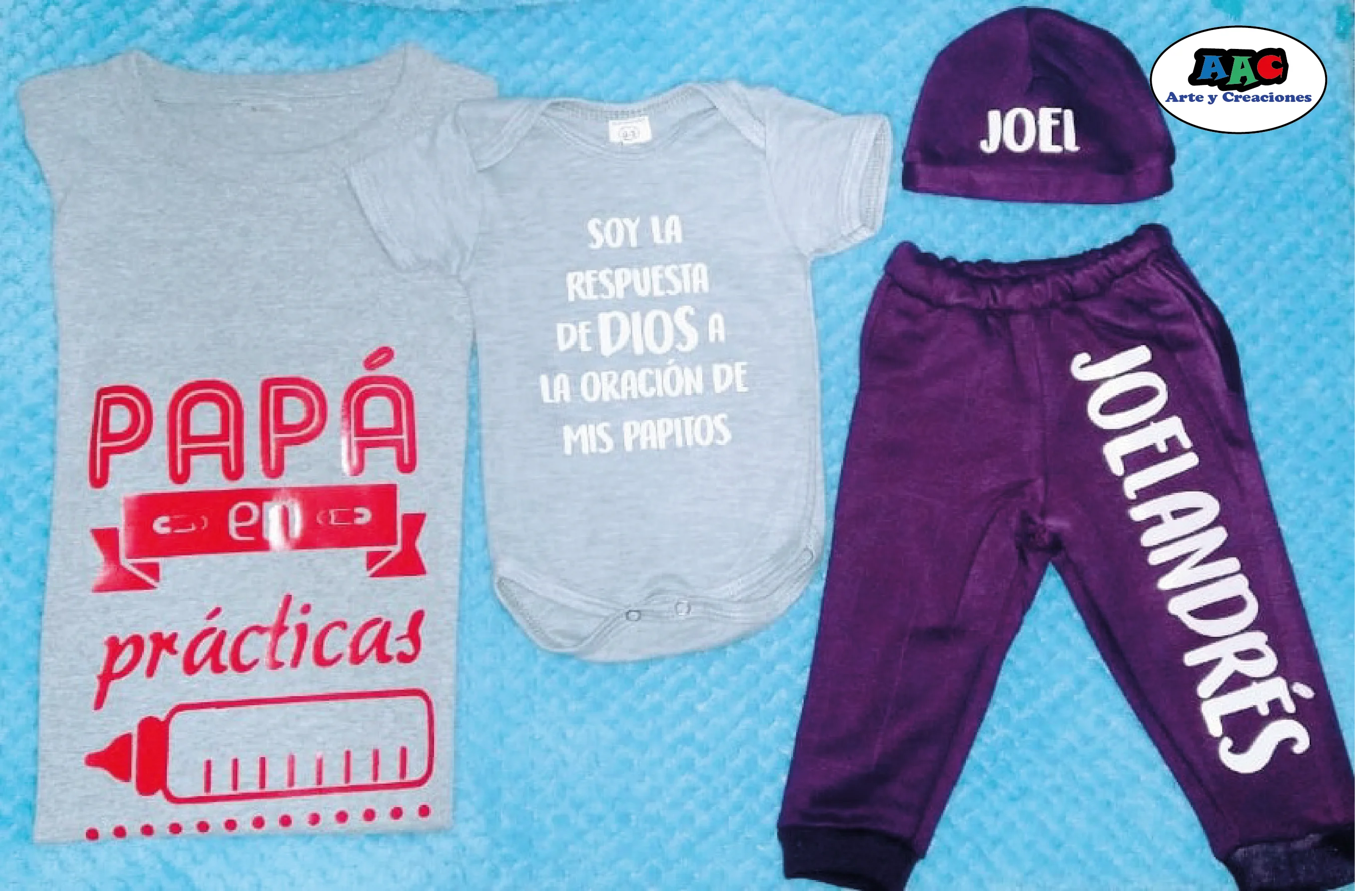 Camiseta, body bebe y pantalon personalizado